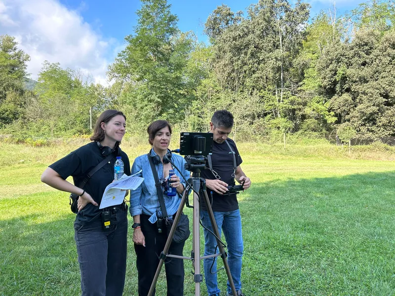 Watching the drone monitor on “Eva Longoria: Searching for Spain”.